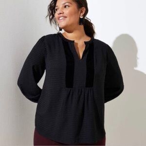 NWT Loft Velvet Dot Split Neck Blouse size medium